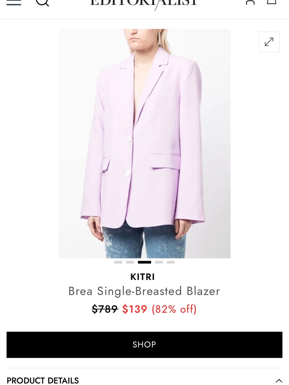 KITRI Lavender Single-Breasted Women's Blazer